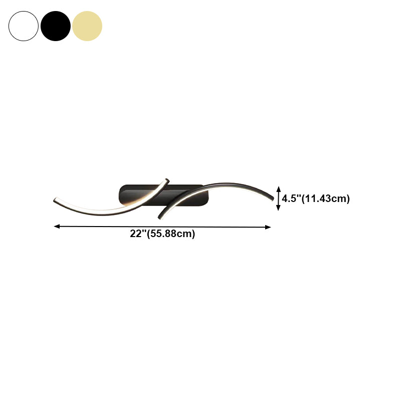 Metal Linear Shape Wall Mount Lighting Modern 2-Lights Wall Mount Light Fixture