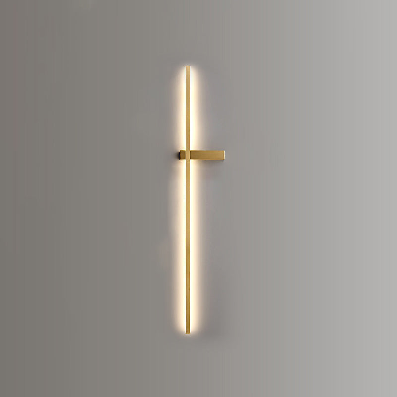 Brass Straight Wall Light Nordic Style 1 Light LED Wall Sconce for Living Room