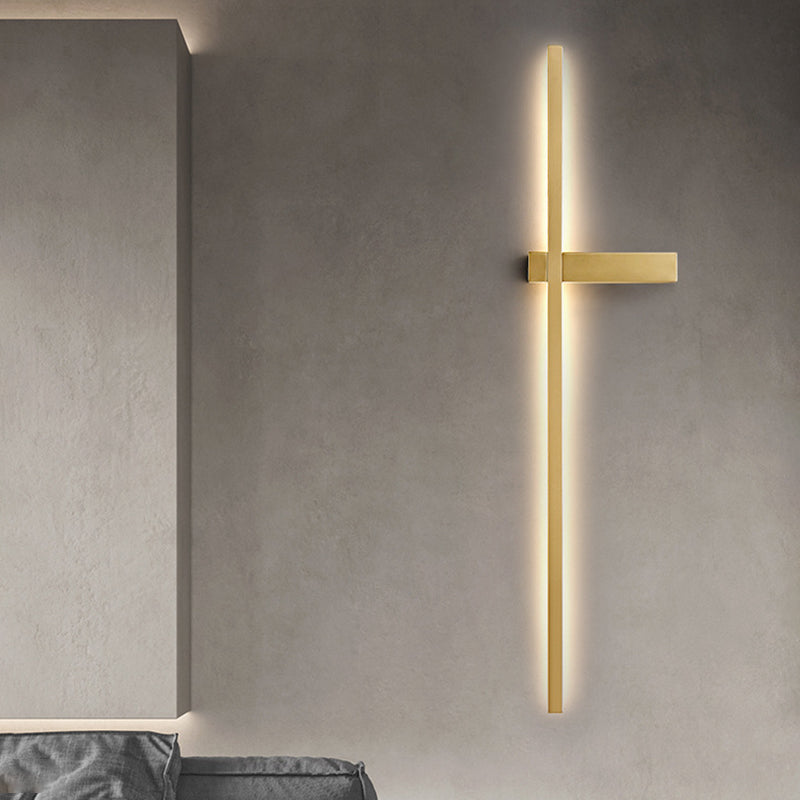 Brass Straight Wall Light Nordic Style 1 Light LED Wall Sconce for Living Room