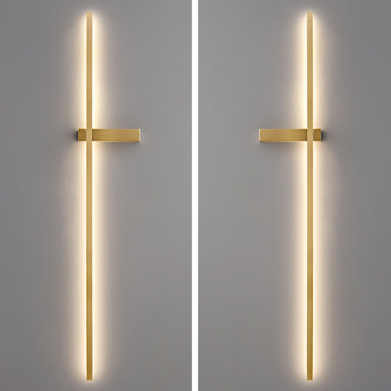 Brass Straight Wall Light Nordic Style 1 Light LED Wall Sconce for Living Room