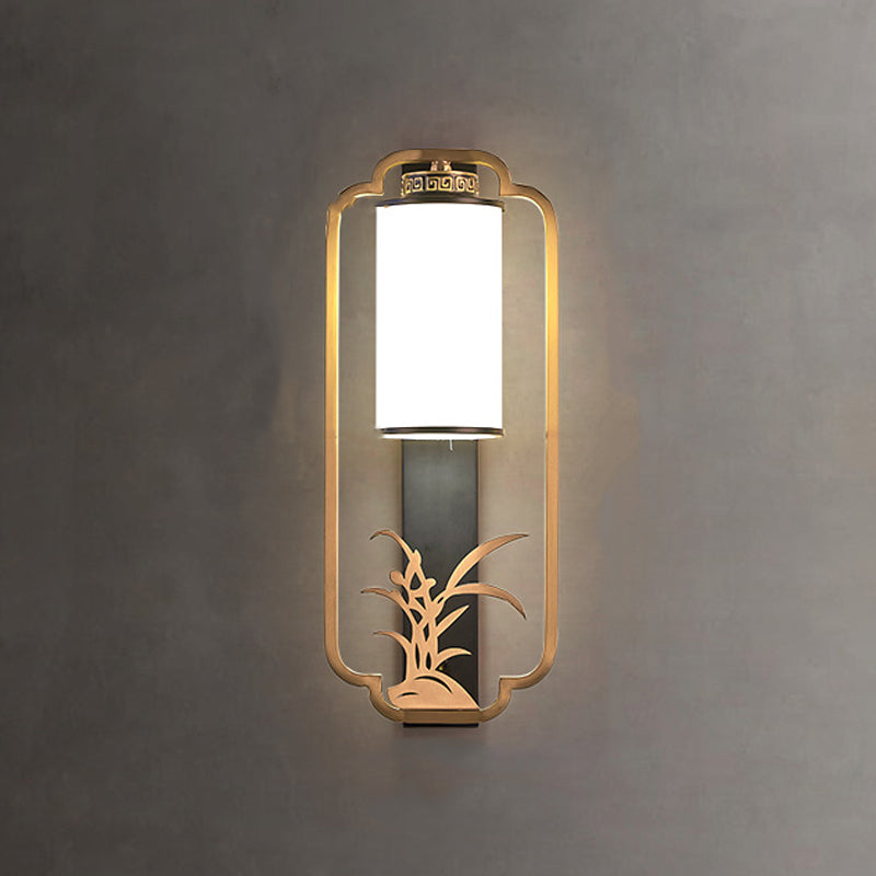 New Chinese Style Copper Wall Light Glass Shade Bulb Wall Lamp for Living Room