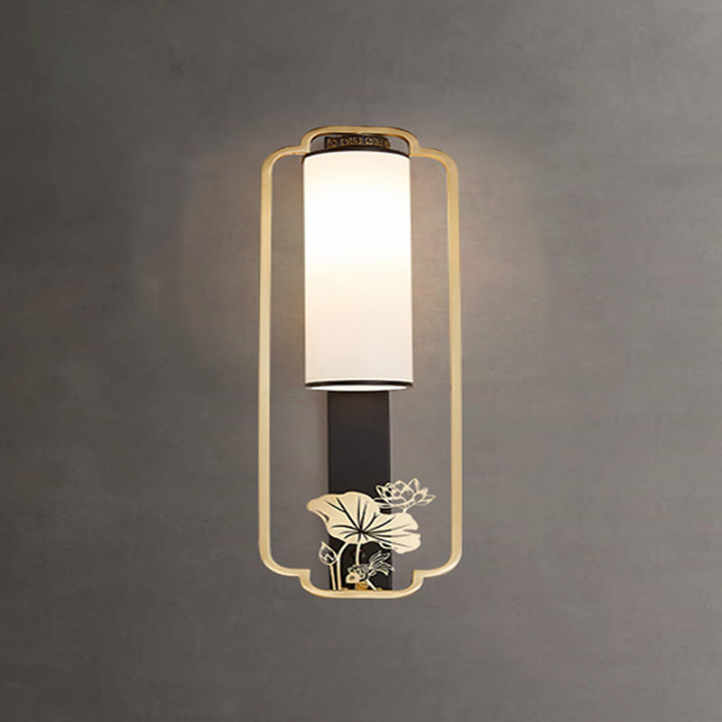 New Chinese Style Copper Wall Light Glass Shade Bulb Wall Lamp for Living Room