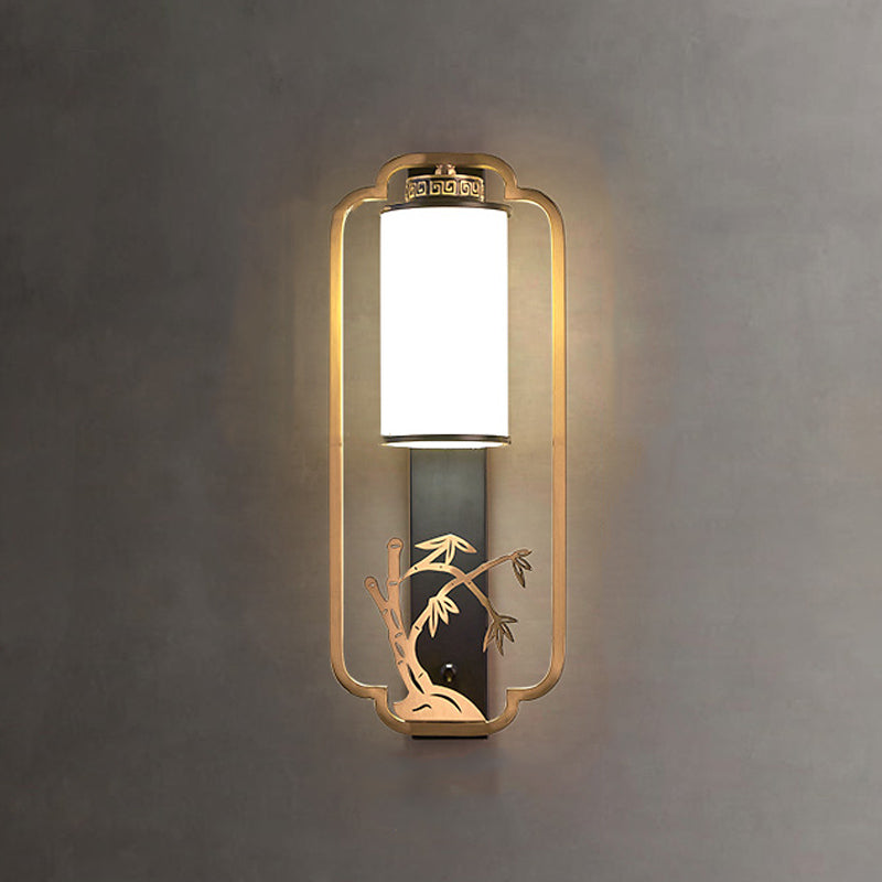New Chinese Style Copper Wall Light Glass Shade Bulb Wall Lamp for Living Room