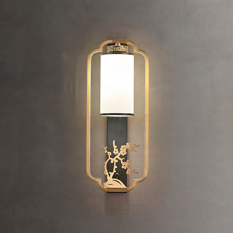 New Chinese Style Copper Wall Light Glass Shade Bulb Wall Lamp for Living Room