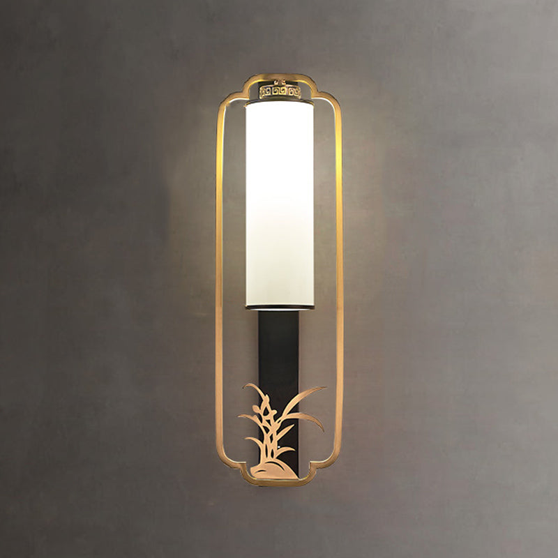 New Chinese Style Copper Wall Light Glass Shade Bulb Wall Lamp for Living Room