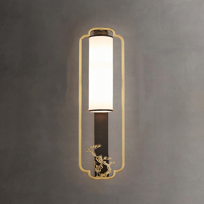 New Chinese Style Copper Wall Light Glass Shade Bulb Wall Lamp for Living Room