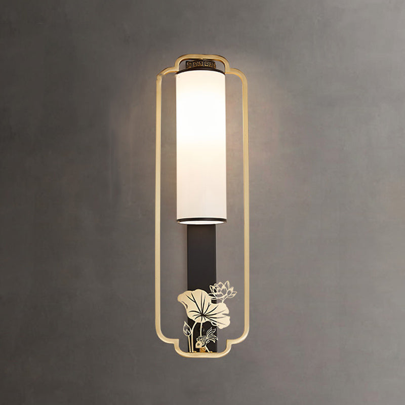 New Chinese Style Copper Wall Light Glass Shade Bulb Wall Lamp for Living Room