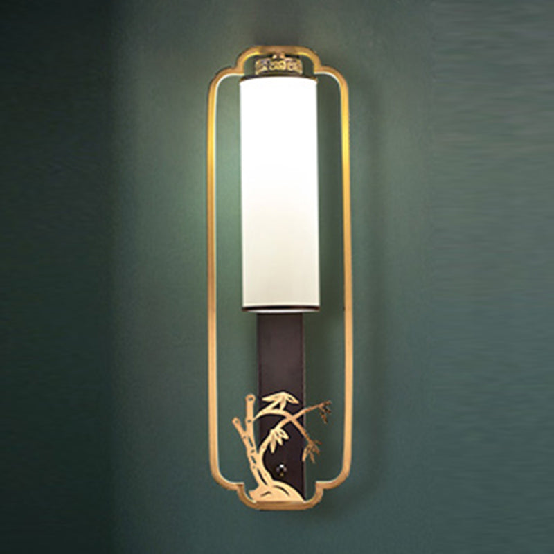 New Chinese Style Copper Wall Light Glass Shade Bulb Wall Lamp for Living Room