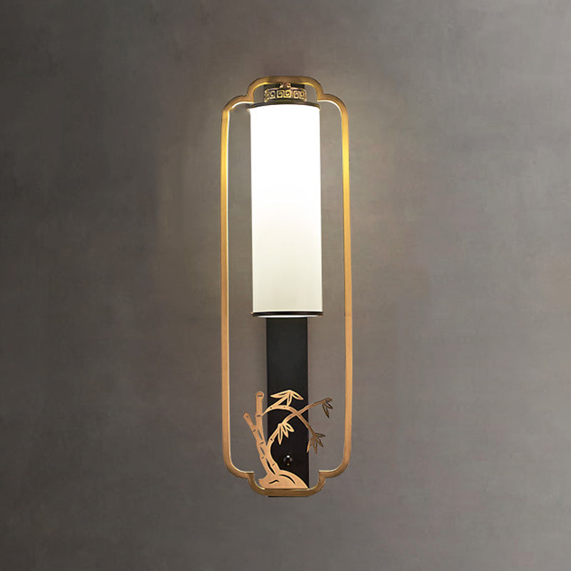 New Chinese Style Copper Wall Light Glass Shade Bulb Wall Lamp for Living Room