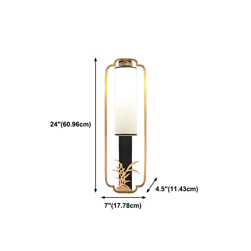 New Chinese Style Copper Wall Light Glass Shade Bulb Wall Lamp for Living Room