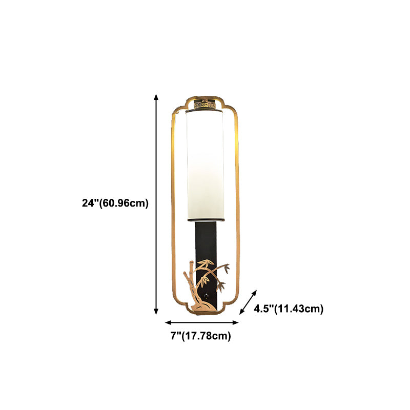 New Chinese Style Copper Wall Light Glass Shade Bulb Wall Lamp for Living Room
