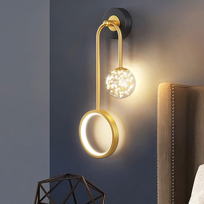 Metal Arc Shape Wall Light Nordic 2 Lights LED Wall Sconce for Living Room