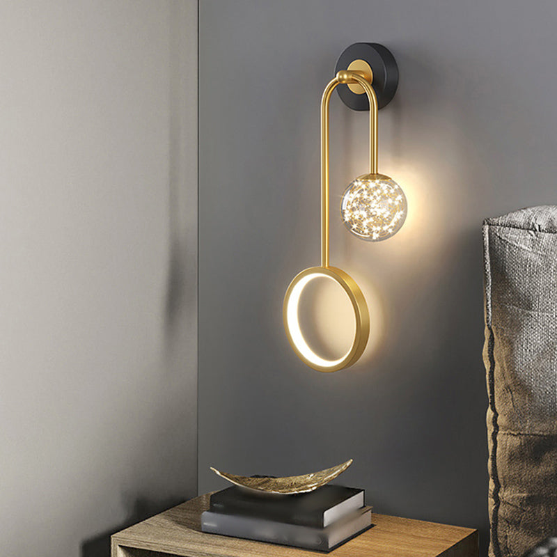 Metal Arc Shape Wall Light Nordic 2 Lights LED Wall Sconce for Living Room