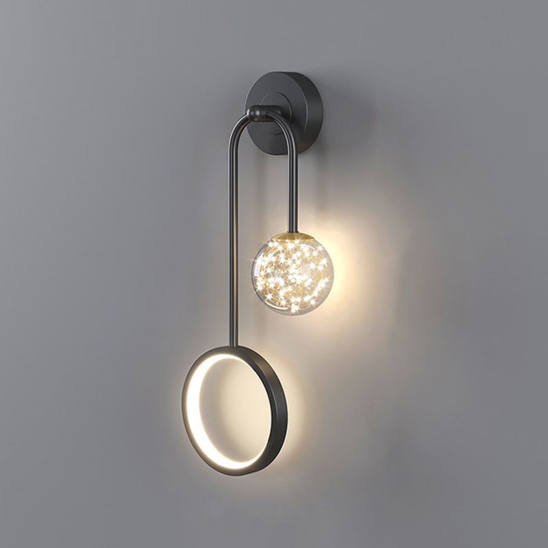 Metal Arc Shape Wall Light Nordic 2 Lights LED Wall Sconce for Living Room