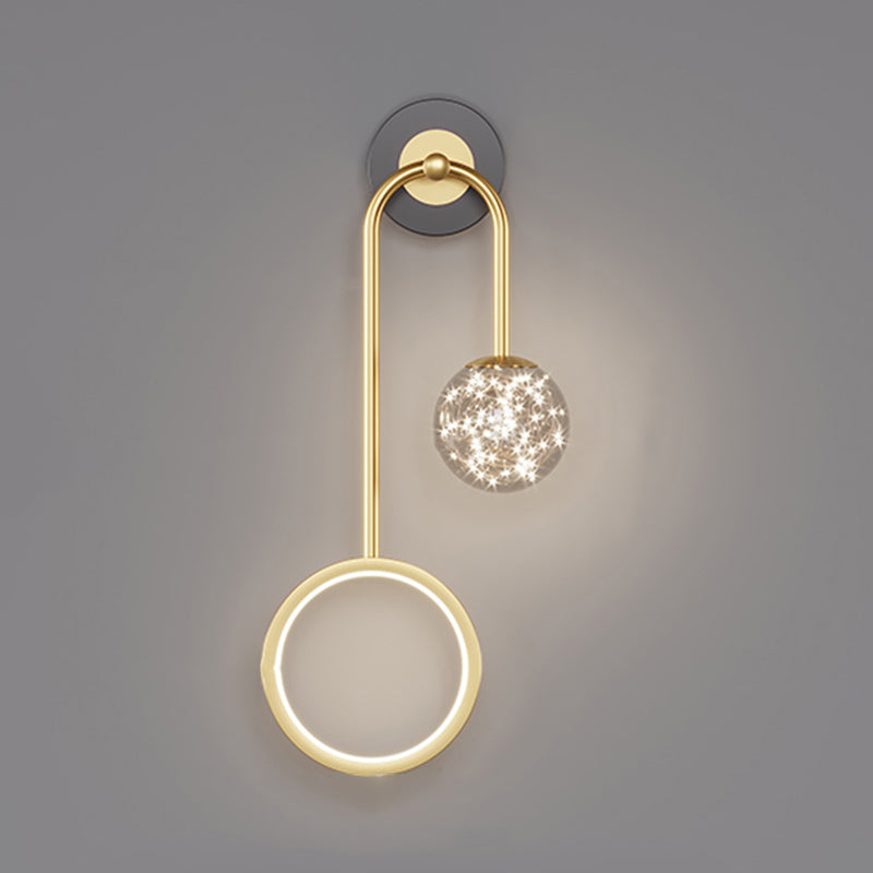 Metal Arc Shape Wall Light Nordic 2 Lights LED Wall Sconce for Living Room