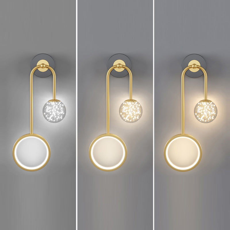 Metal Arc Shape Wall Light Nordic 2 Lights LED Wall Sconce for Living Room