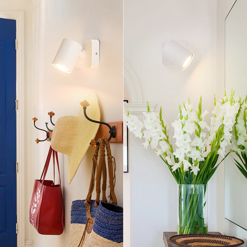 Modern Simple Led Wall Light Cylindrical Aluminium Rotatable Wall Lamp for Living Room