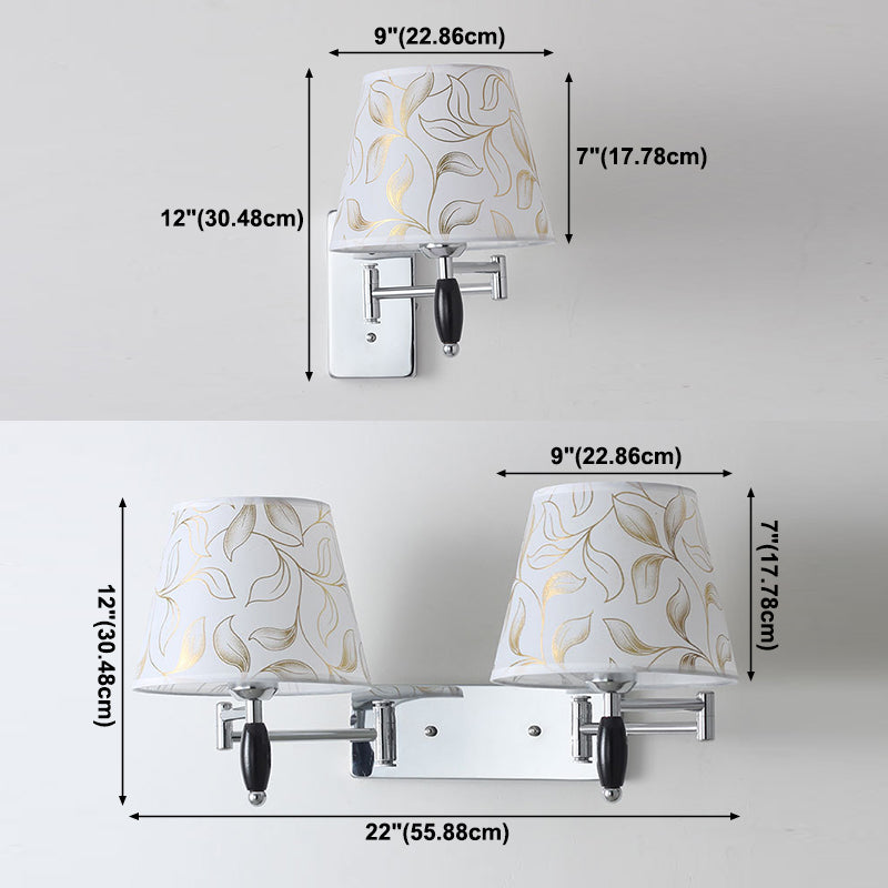 Modern Style Simple Wall Light Natural Burlap Shade Swing Arm Wall Sconce