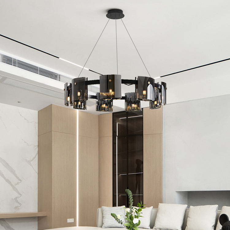 Simple Glass Pendant Lighting Fixture Modern Style Hanging Chandelier for Living Room