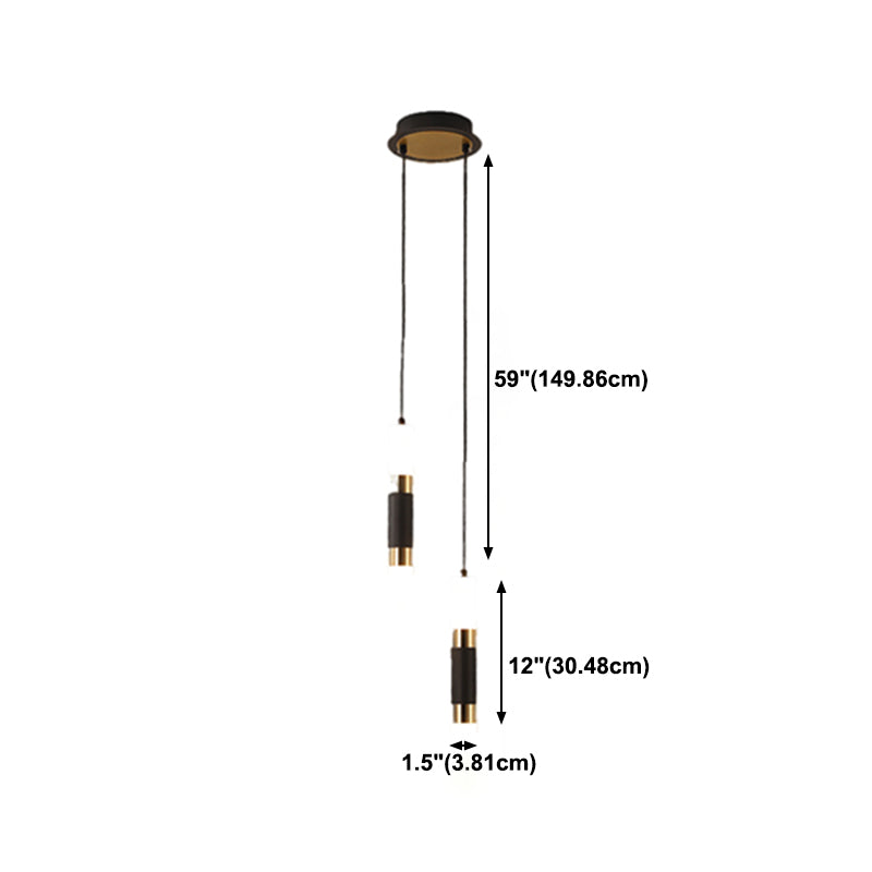 Modern Style Metal Pendant Light Cylinder Shape Hanging Pendant for Bedroom