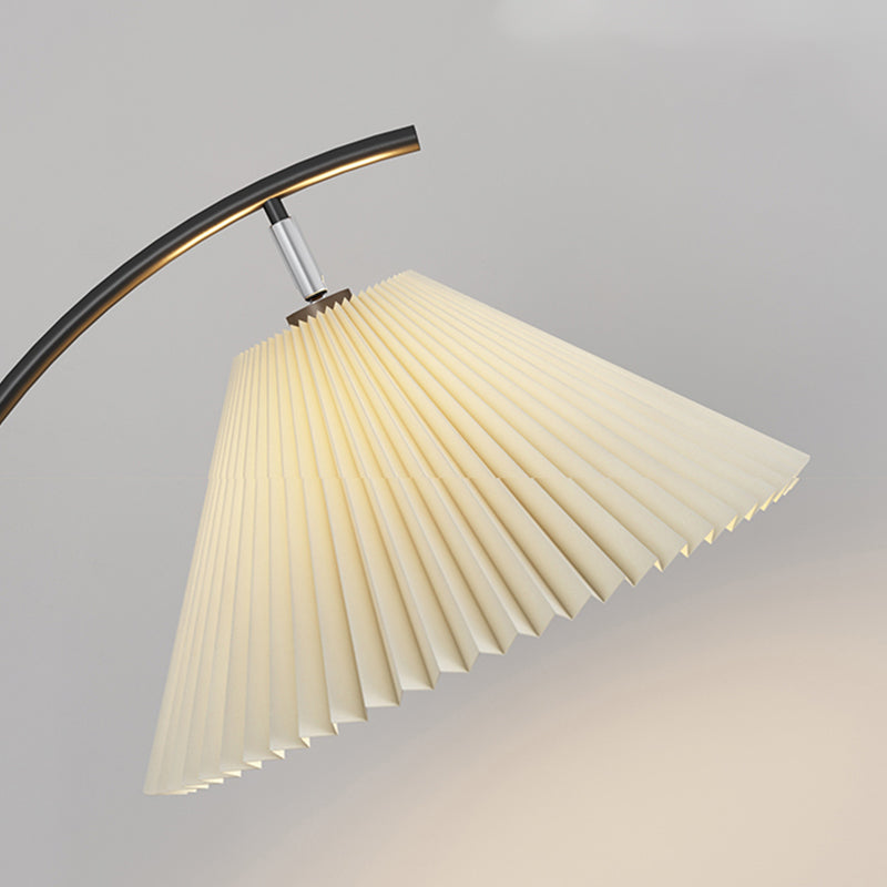 Lámpara de pie colorida nórdica, lámpara de pie con sombra de arpillera y mesa de madera para sala de estar