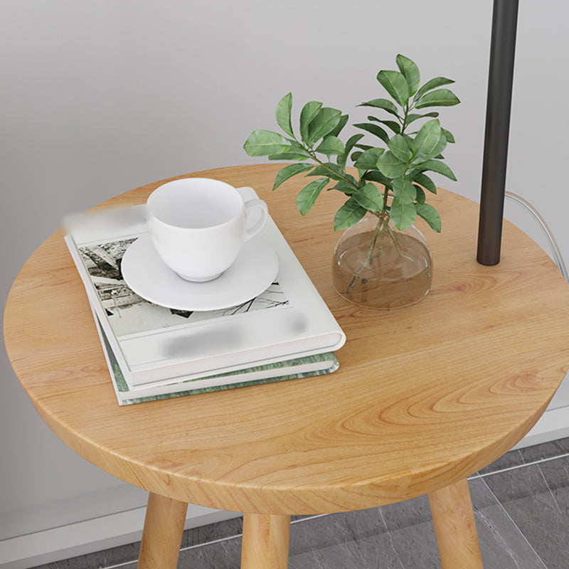 Lámpara de pie colorida nórdica, lámpara de pie con sombra de arpillera y mesa de madera para sala de estar