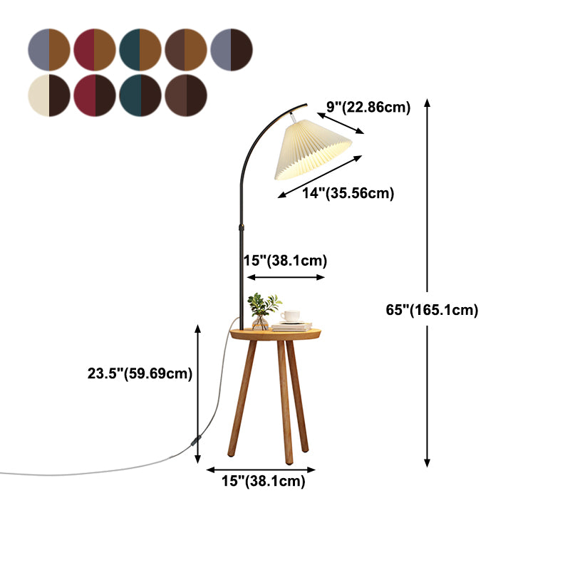 Lámpara de pie colorida nórdica, lámpara de pie con sombra de arpillera y mesa de madera para sala de estar