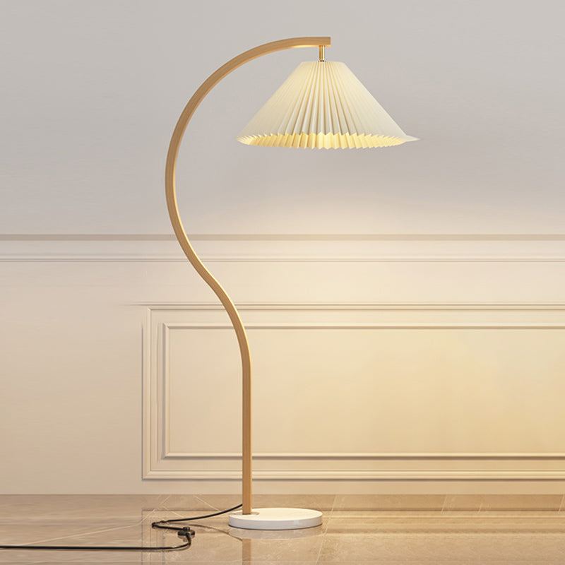 1-Light Nordic Style Floor Lamp Burlap Shade Floor Light for Living Room