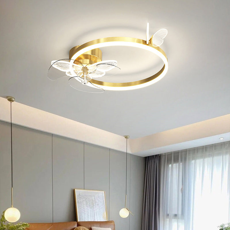 Nordic Style Ceiling Fan Lamp Geometry Ceiling Fan Light with ABS Fan Blade for Bedroom