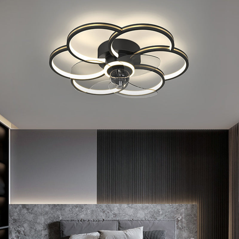 Nordic Style Ceiling Fan Lamp Geometry Ceiling Fan Light with ABS Fan Blade for Bedroom