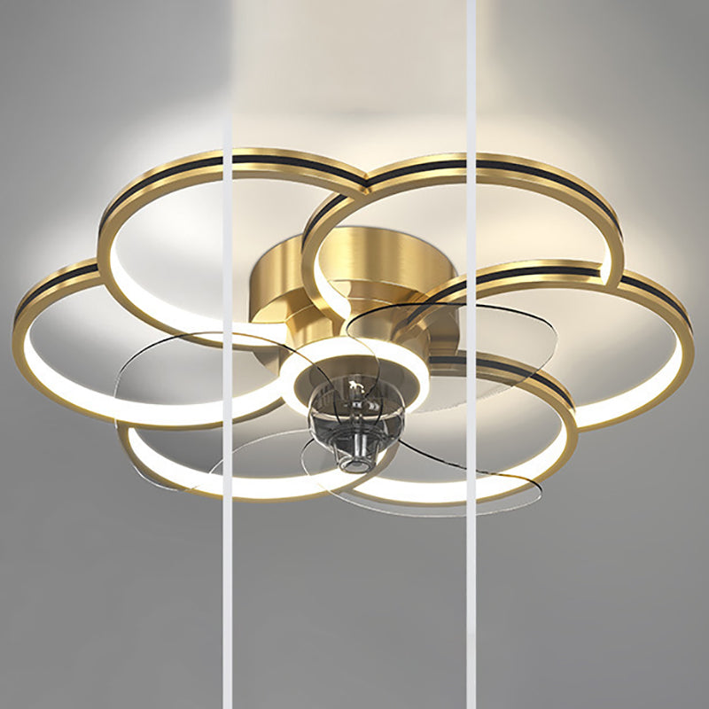 Nordic Style Ceiling Fan Lamp Geometry Ceiling Fan Light with ABS Fan Blade for Bedroom