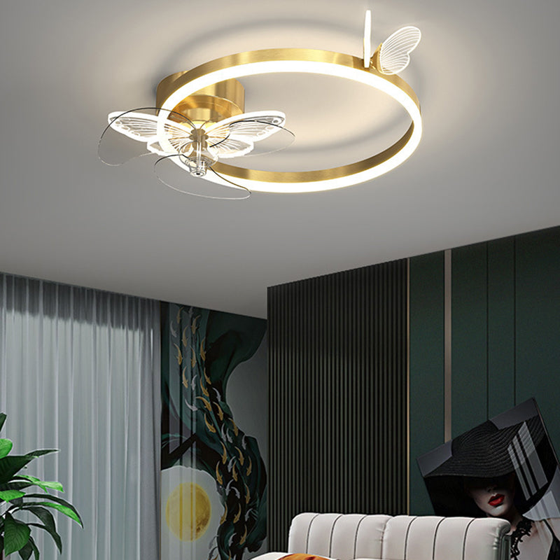 Nordic Style Ceiling Fan Lamp Geometry Ceiling Fan Light with ABS Fan Blade for Bedroom