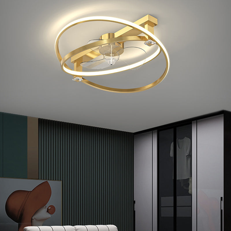 Nordic Style Ceiling Fan Lamp Geometry Ceiling Fan Light with ABS Fan Blade for Bedroom