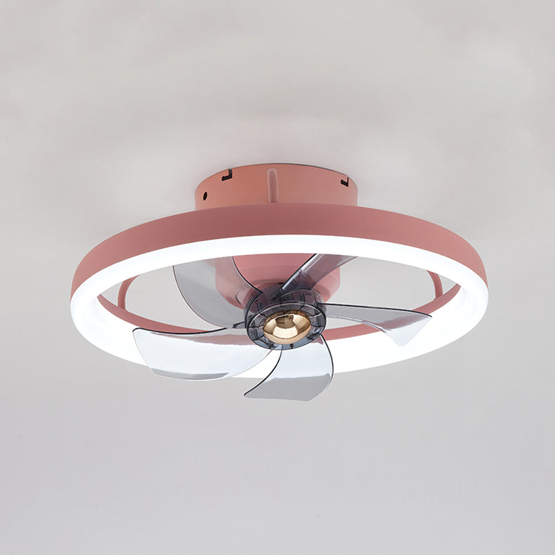 Nordic Style Metal Ceiling Fan Lamp Round Shape Colorful Ceiling Fan Light for Bedroom