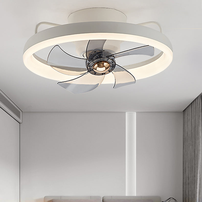 Nordic Style Metal Ceiling Fan Lamp Round Shape Colorful Ceiling Fan Light for Bedroom