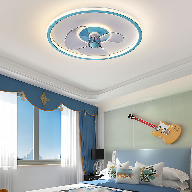 Nordic Style Metal Ceiling Fan Lamp Circle Shape Colorful Ceiling Fan Light for Bedroom