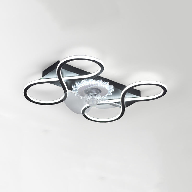 Nordic Style Iron Ceiling Fan Lamp Geometry 6 Gears LED Ceiling Fan Light for Bedroom