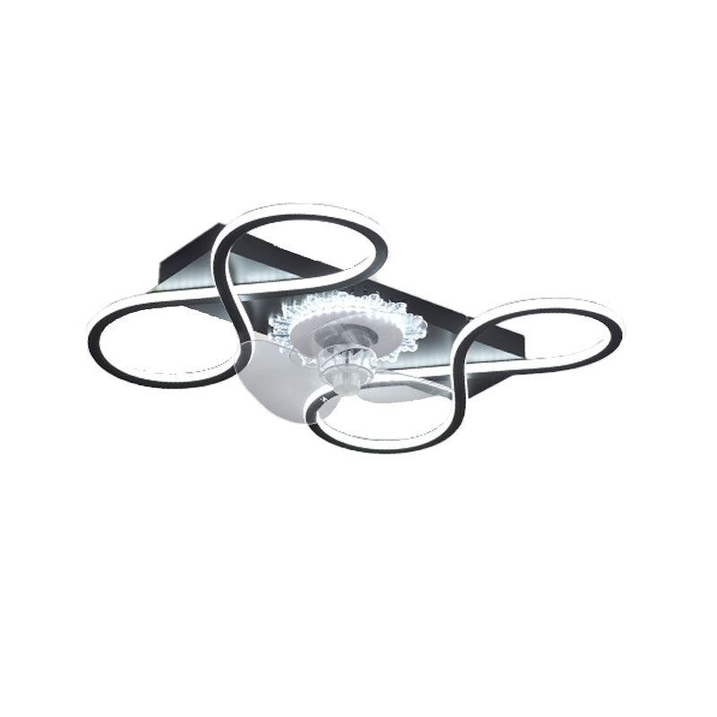 Nordic Style Iron Ceiling Fan Lamp Geometry 6 Gears LED Ceiling Fan Light for Bedroom