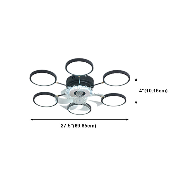 Nordic Style Iron Ceiling Fan Lamp Geometry 6 Gears LED Ceiling Fan Light for Bedroom