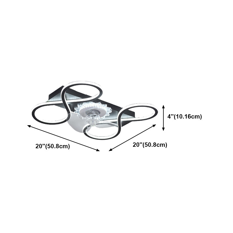 Nordic Style Iron Ceiling Fan Lamp Geometry 6 Gears LED Ceiling Fan Light for Bedroom