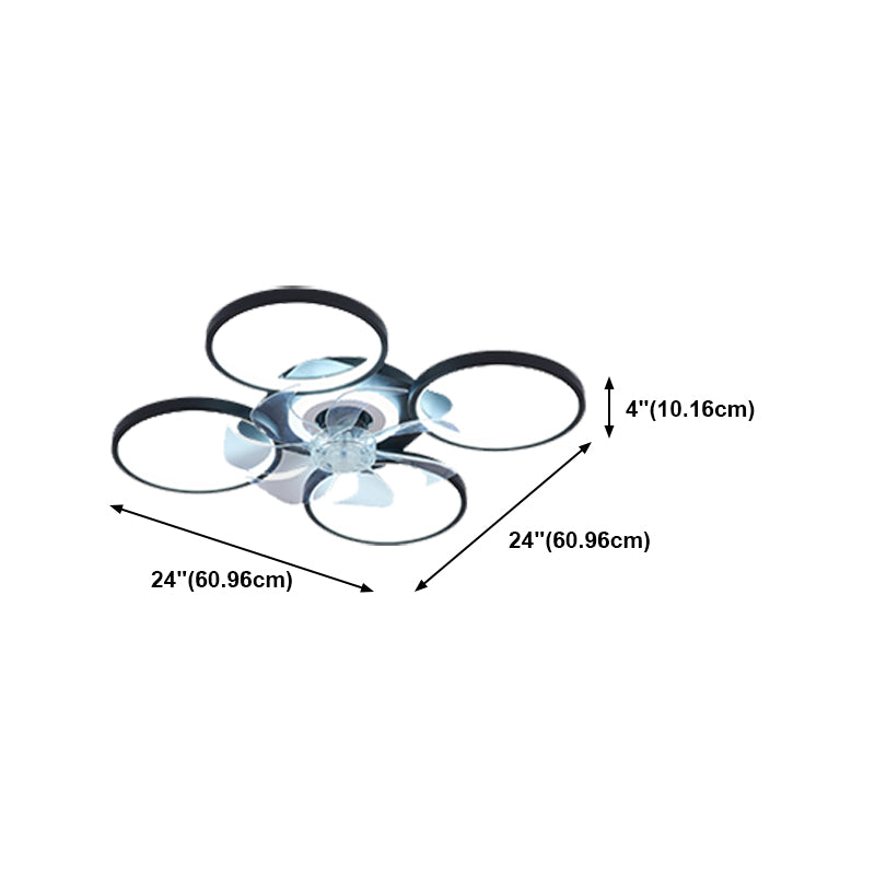 Nordic Style Iron Ceiling Fan Lamp Geometry 6 Gears LED Ceiling Fan Light for Bedroom