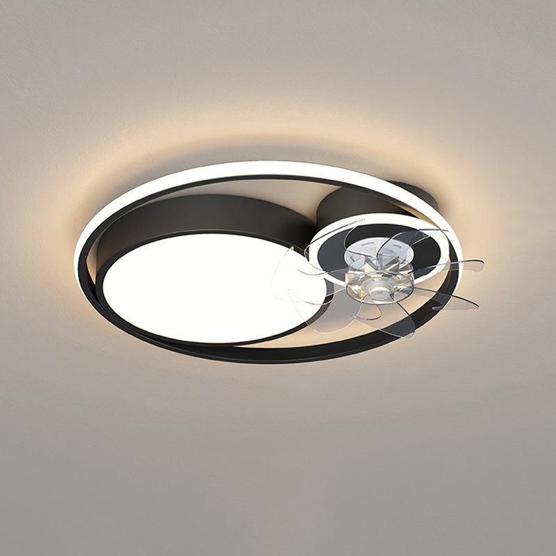 Nordic Style Ceiling Fan Lamp Mute LED Ceiling Fan Light with Silica Gel Shade for Bedroom