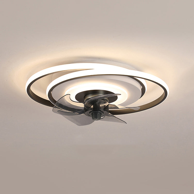 Nordic Style Ceiling Fan Lamp Mute LED Ceiling Fan Light with Silica Gel Shade for Bedroom