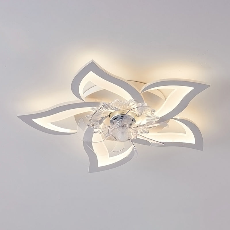 Nordic Style Iron Ceiling Fan Lamp Acrylic Shade LED Ceiling Fan Light for Living Room