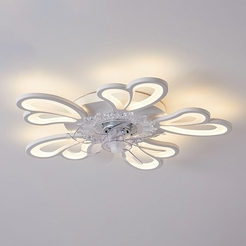 Nordic Style Iron Ceiling Fan Lamp Acrylic Shade LED Ceiling Fan Light for Living Room