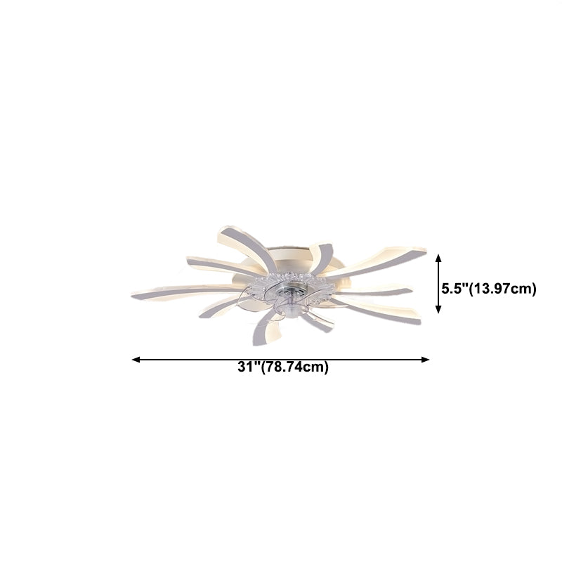 Nordic Style Iron Ceiling Fan Lamp Acrylic Shade LED Ceiling Fan Light for Living Room