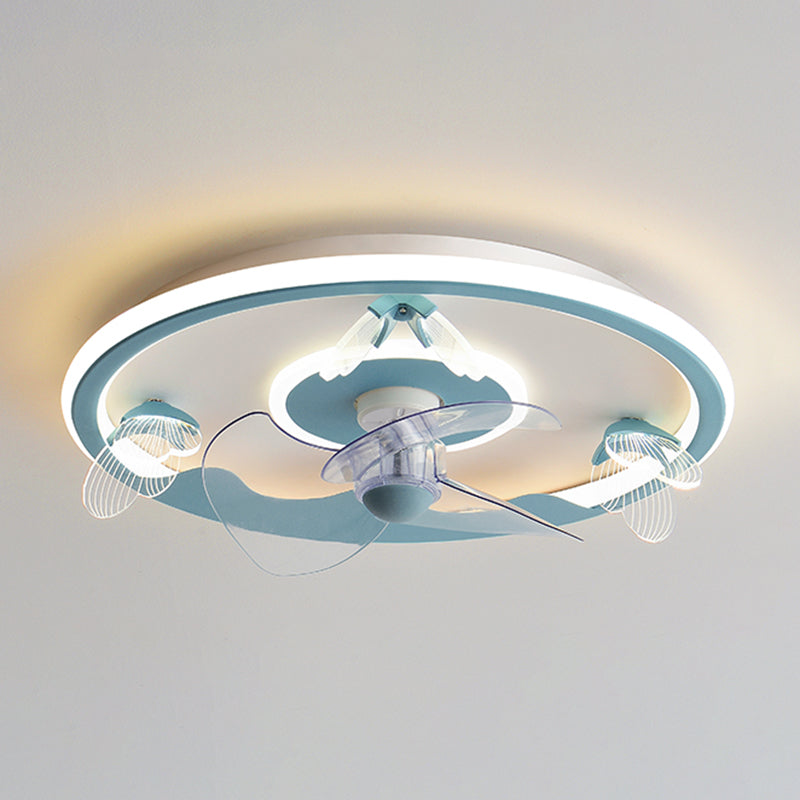 Butterfly Ceiling Fan Light LED Ceiling Mount Lamp with Acrylic Shade for Bedroom