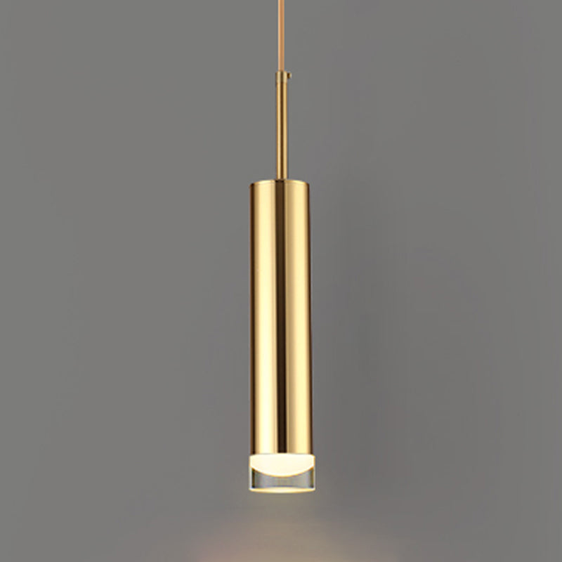 Contemporary Style Cylinder Shape Pendant Light Metal Single Light Hanging Lamp
