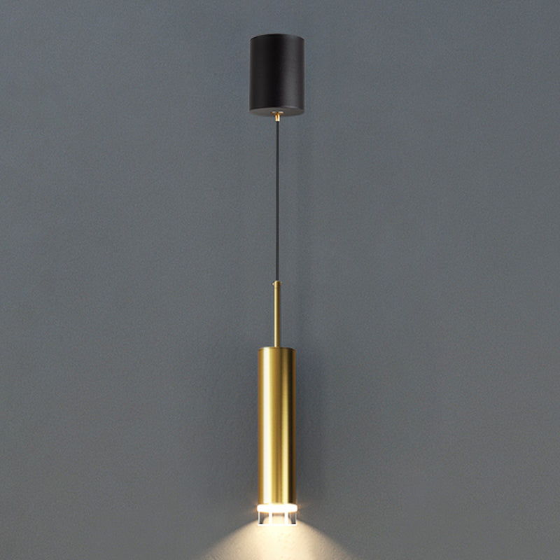 Contemporary Style Cylinder Shape Pendant Light Metal Single Light Hanging Lamp