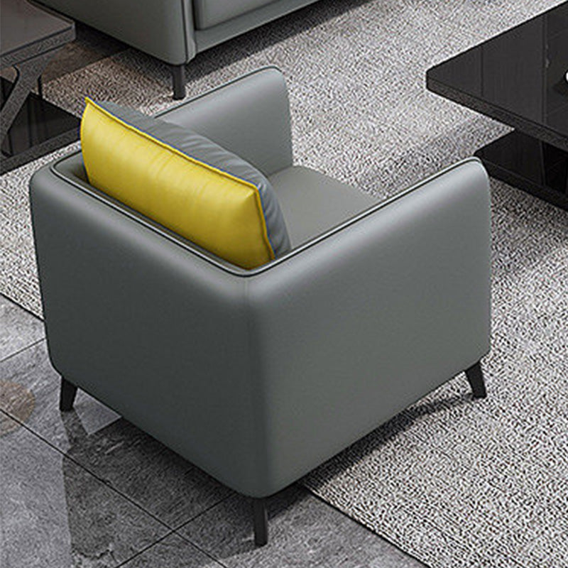 Standard Square Arm Leather Stain Resistant Sofa Couch with Pillows